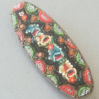 Стара брошка. ITALY. Микро мозайка. Vintage. Hand made. Ръчна изработка. Италианска. Накит , снимка 2 - Антикварни и старинни предмети - 40483057