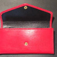 Червен дамски кожен портфейл, ръчна изработка , снимка 2 - Портфейли, портмонета - 44819610