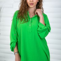 Едноцветна блуза с навиващи се ръкави  XL, XXL, 3XL, снимка 1 - Ризи - 44247230