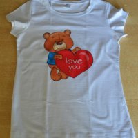 Нова Дамска тениска TEDDY BEER LOVE YOU!, снимка 1 - Тениски - 34012859