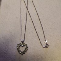 Сребърен синджир с висулка сърце (204), снимка 4 - Колиета, медальони, синджири - 42867901