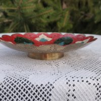 Бонбониера/купа от полиран месинг цветно гравирана, снимка 2 - Антикварни и старинни предмети - 44438620
