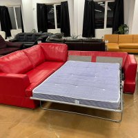 Червен кожен ълов диван "FREYA" с функция легло, снимка 7 - Дивани и мека мебел - 39700293