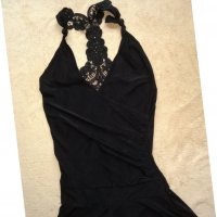 Еластична черна къса рокля с дантелен гръб , снимка 8 - Рокли - 29247871
