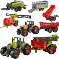 Фермерски комплект 6в1 - трактори с ремаркета, снимка 1 - Коли, камиони, мотори, писти - 38794678
