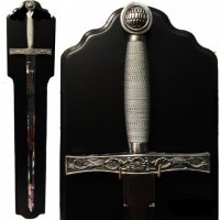 Инкрустиран кръстоноски меч -800х1020 +поставка, снимка 1 - Други ценни предмети - 32149943