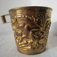 С бикове -  Стара чаша с двойно дъно от мед, метал, съд, снимка 1 - Други ценни предмети - 31111263