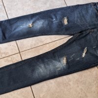 zara man skinny fit размер 32 мъжки дънки слим скини вталени леко ластични тъмо сини, снимка 2 - Дънки - 40470053