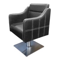 Нов фризьорски стол M811 - черен с ефектни бели шевове, снимка 1 - Фризьорски столове - 37259721