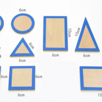 Сини геометрични тела Монтесори в кутия с поставки и знаци , снимка 4 - Образователни игри - 36478729