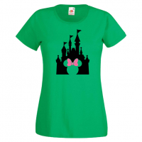 Дамска тениска Minnie Head Disney Castle Подарък,Изненада,Рожден ден,, снимка 3 - Тениски - 36530264