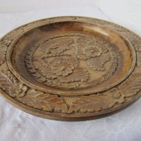  голяма стара Дървена  чиния -пано - поднос,  дърворезба, снимка 2 - Декорация за дома - 31174979