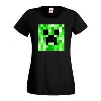 Дамска тениска Creeper Face 2 майнкрафт Minecraft,Игра,Забавление,подарък,Изненада,Рожден Ден., снимка 3 - Тениски - 36520628