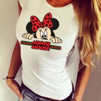  ХИТ! ДАМСКИ ТЕНИСКИ с MICKEY DISNEY принт - 3 модела! Поръчай модел с ТВОЯ ИДЕЯ! , снимка 2 - Тениски - 21069508