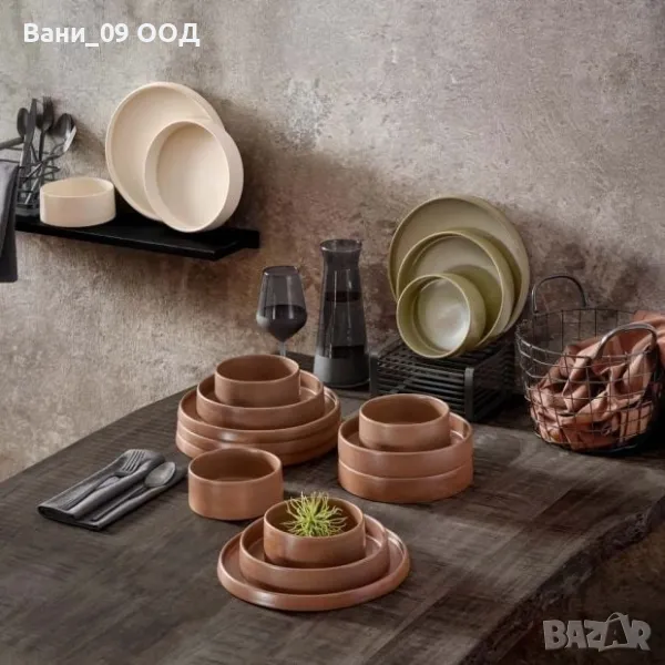 Кафяв сервиз за хранене 12 части, снимка 1