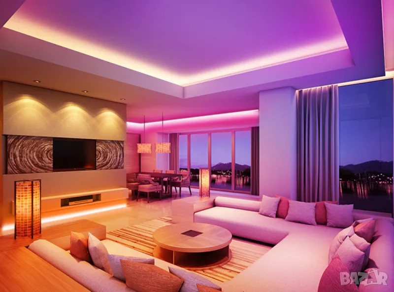 Лента с RGB LED диоди и дистанционно управление 5 метра , снимка 1