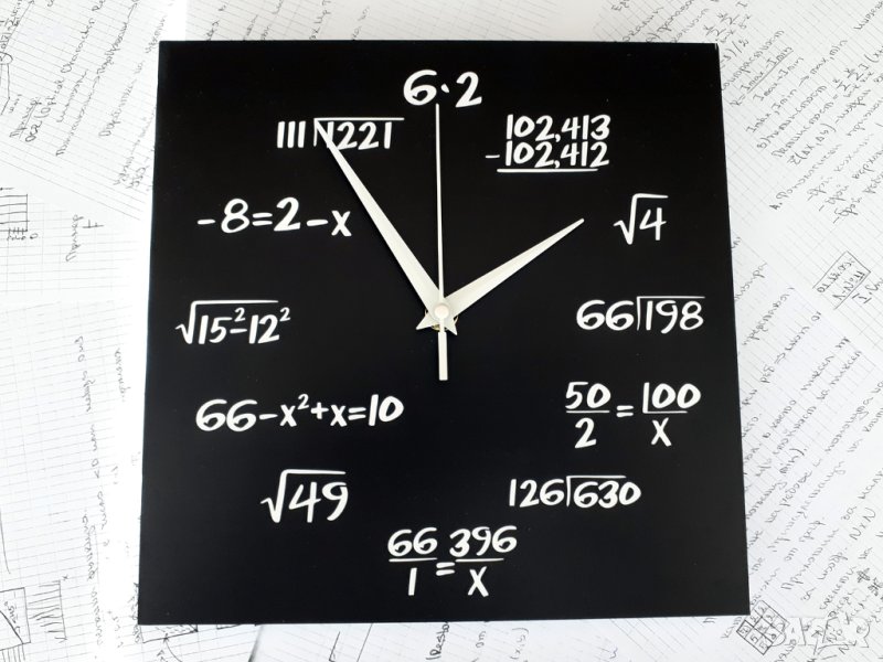 Стенен часовник Математика - черен, снимка 1