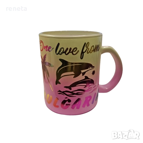 Чаша с надписи, Тип чаена, Матирано стъкло, Розово, 200 мл, снимка 1