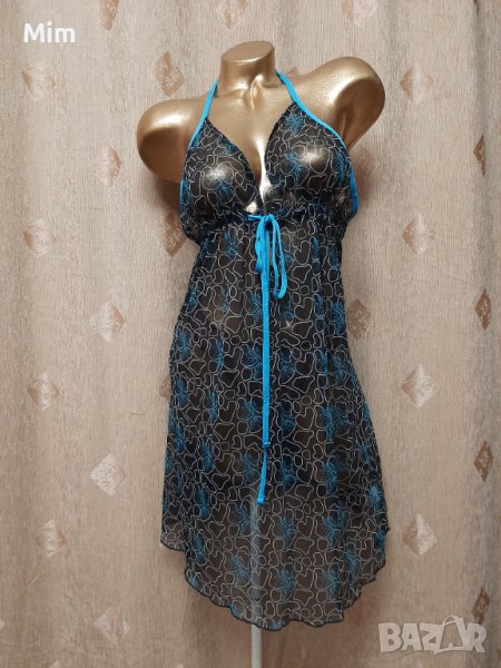 L 44/46 Черна прозрачна нощница , снимка 1