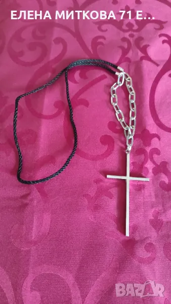 Масивно колие с верига и кръст от метал, снимка 1