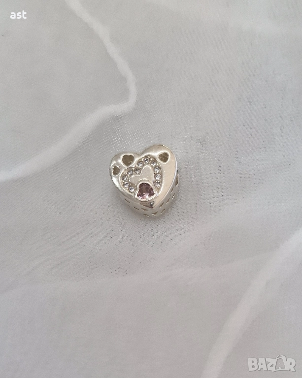 Сребърен елемент сърце, снимка 1