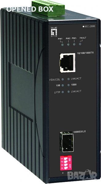 Level One IEC 2000 индустриален SFP медиен конвертор (40 до 75 °C), снимка 1