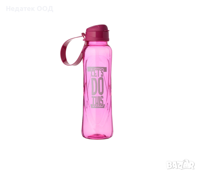 Спортна бутилка, пластмасова, розова, 360мл, снимка 1