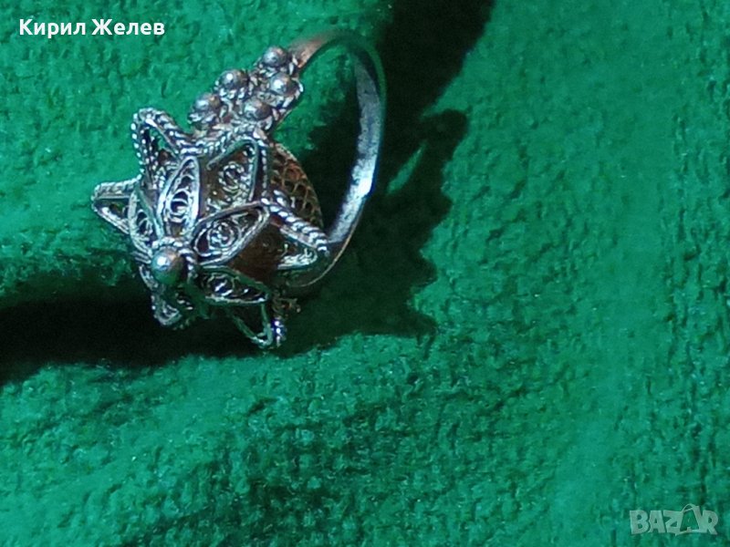 СТАРИНЕН СРЕБЪРЕН ПРЪСТЕН ФИЛИГРАН СРЕБРО 900 РЪЧНА ЮВЕЛИРНА МАЙСТОРСКА ФИНА ИЗРАБОТКА УНИКАТ 57501, снимка 1