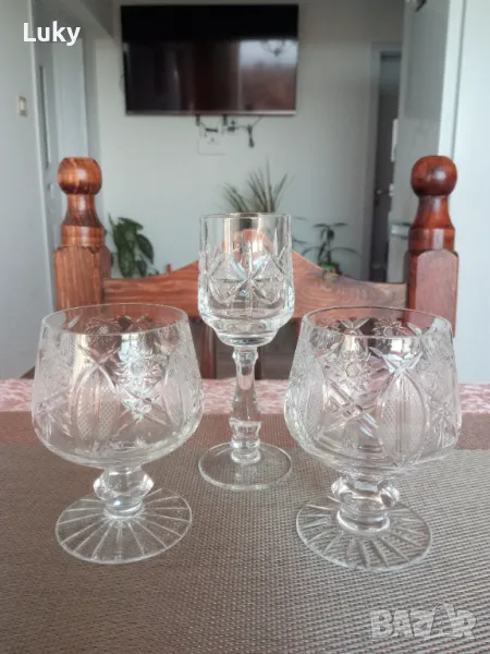 Лот антикварни чаши.БГ кристал.Обявената цена е за всичките., снимка 1
