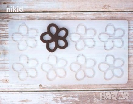 Цвете контур плитък силиконов молд форма за шоколад фондан украса торта декор , снимка 1