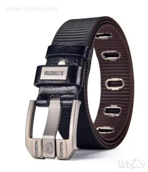 Мъжки колан от плат с метална сплав – дизайнерски, здрав и стилен, снимка 1