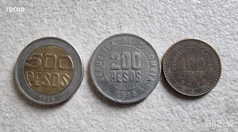 Монети . Колумбия. 100, 200 и 500 песос., снимка 1