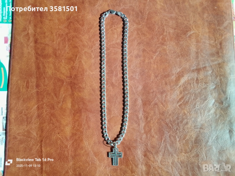 162/Сребърен Синджир Панцер със Кръст-83грама.🇧🇬, снимка 1