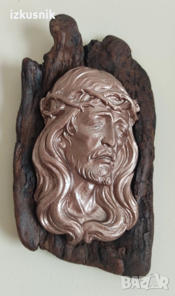 Христос – барелеф върху старо дърво, снимка 1