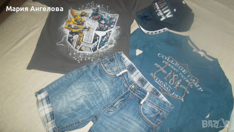 модерни дрешки:2 блузи,шапка,къси дънки., снимка 1