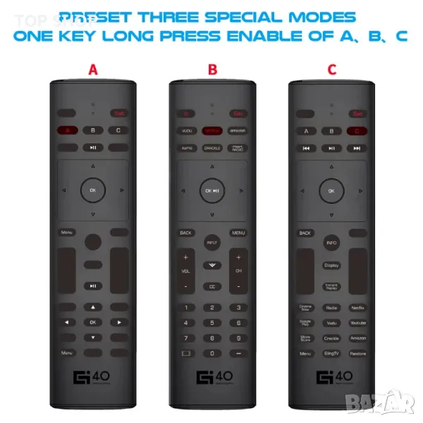 Интелигентно гласово дистанционно управление G40s жироскоп Безжична летяща мишка, снимка 1