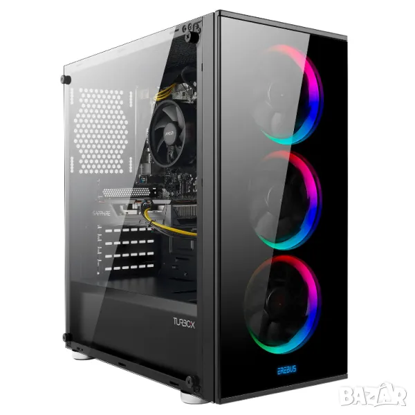 Чисто нов гейминг компютър Turbo-X Erebus E3511 – Ryzen 5 3400G, RX 6600, 8GB RAM, 240GB SSD + 1TB H, снимка 1