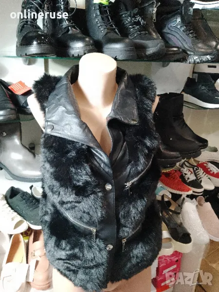 дамски елек кожа и пух , снимка 1