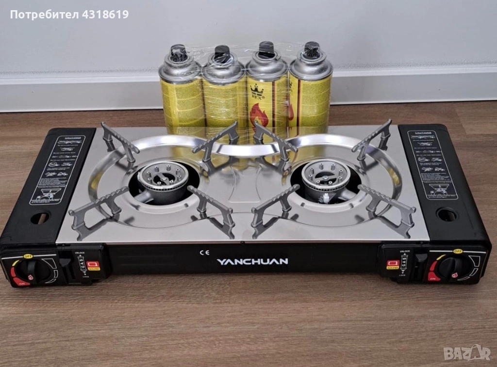 Двоен Къмпинг Газов Котлон - с Изход към Голяма Газова Бутилка, снимка 1