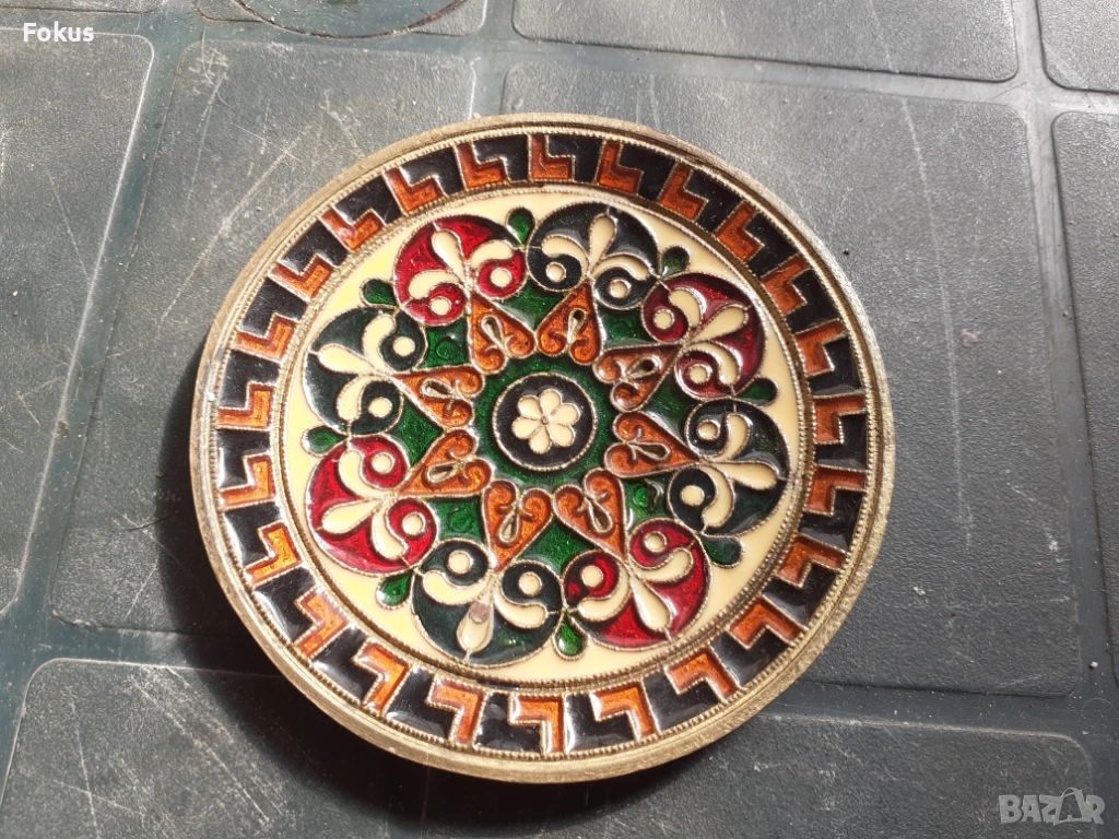 Чиния - малка бронзова чинийка с клетъчен емайл, снимка 1