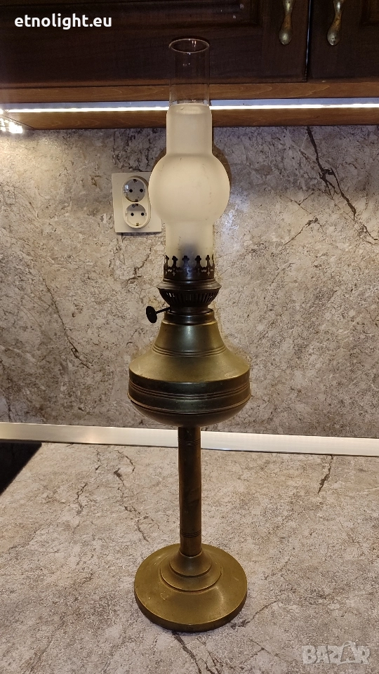 Старинна месингова газена лампа , снимка 1