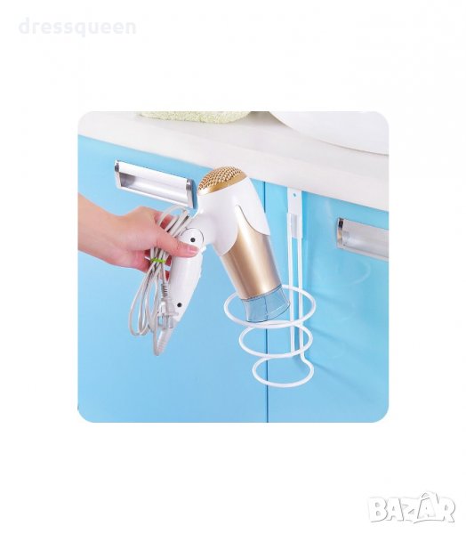 2872 Метална поставка за сешоар, закачаща се на шкаф, снимка 1