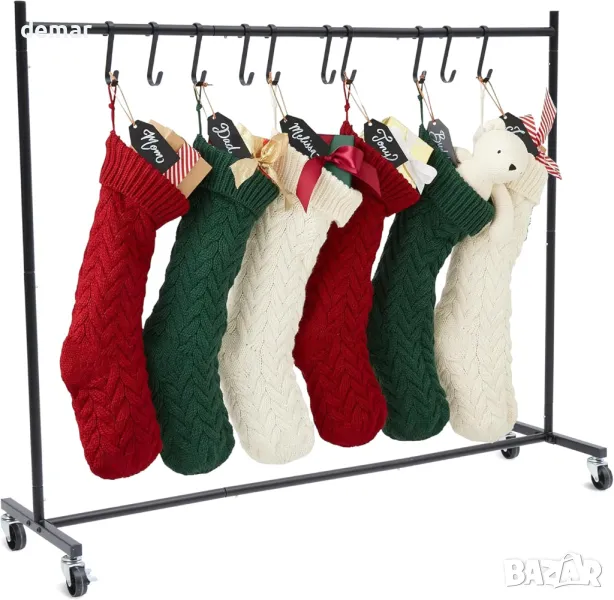 Поставка за коледни чорапи Suuiwau, с 10 гумени куки, на колела, снимка 1