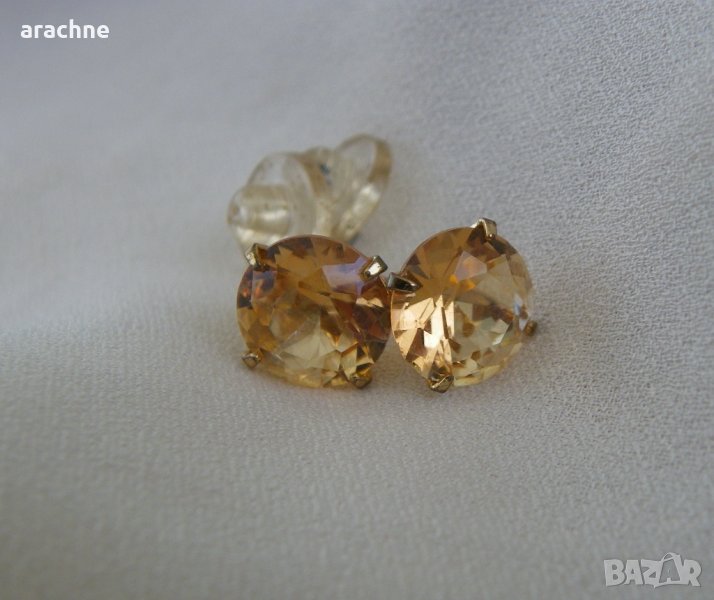 Обици с големи цитрини и позлата, снимка 1