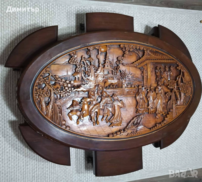 Антикварна японска маса с 6 стола от черешово дърво , снимка 1