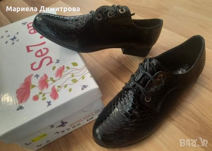 Черни лачени нови обувки , снимка 1