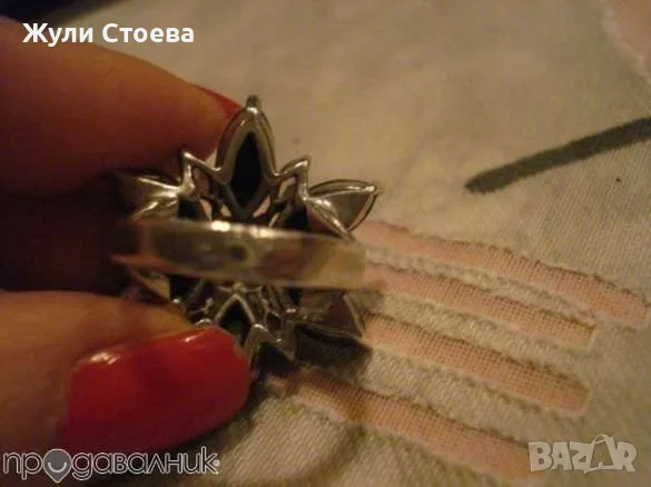 Сребърен пръстен цвете, снимка 2 - Пръстени - 56243439