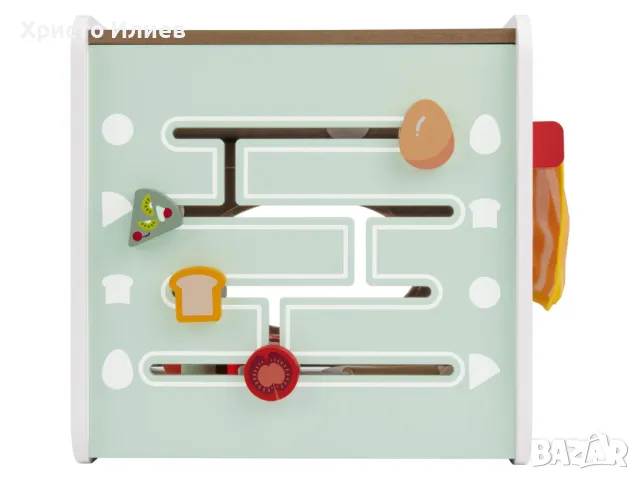 Детска Дървена кухня Кубче с активности игри Финна моторика с аксесоари, снимка 5 - Образователни игри - 47943084