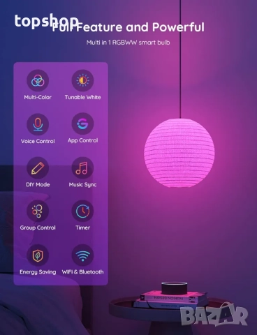 Нови умни крушки Govee h6008 с WiFi и Bluetooth крушки с променящи се цветове, синхронизация с ..., снимка 7 - Крушки - 51728610
