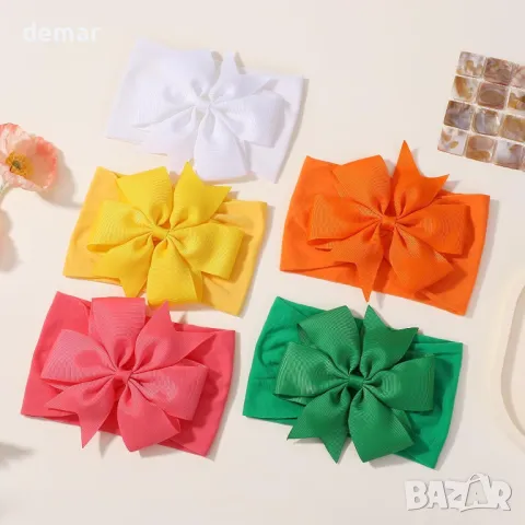 Jollybows 20 бр. Ленти за глава с панделки за бебета/малки деца, 4,5" найлонови ленти за коса, снимка 6 - Други - 49708117